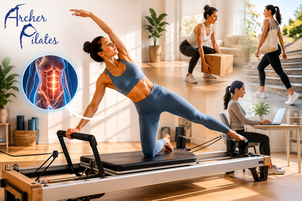Pilates reformer for core strength